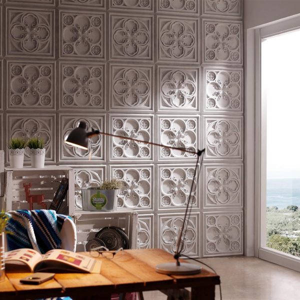 1000 White Alhambra decorative stone panel office