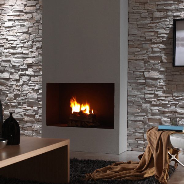 430 Sandy WHite Montblanc faux slate wall cladding fireplace