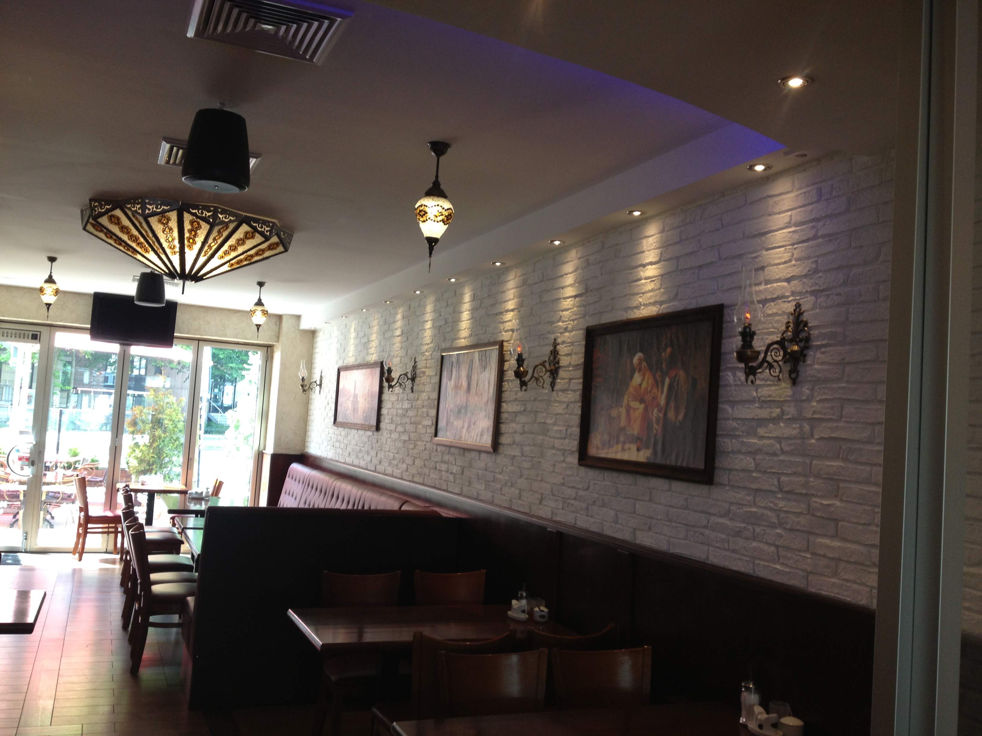 71 White Rustic Faux BRick wall panels in a Restaurant | Stone Panel